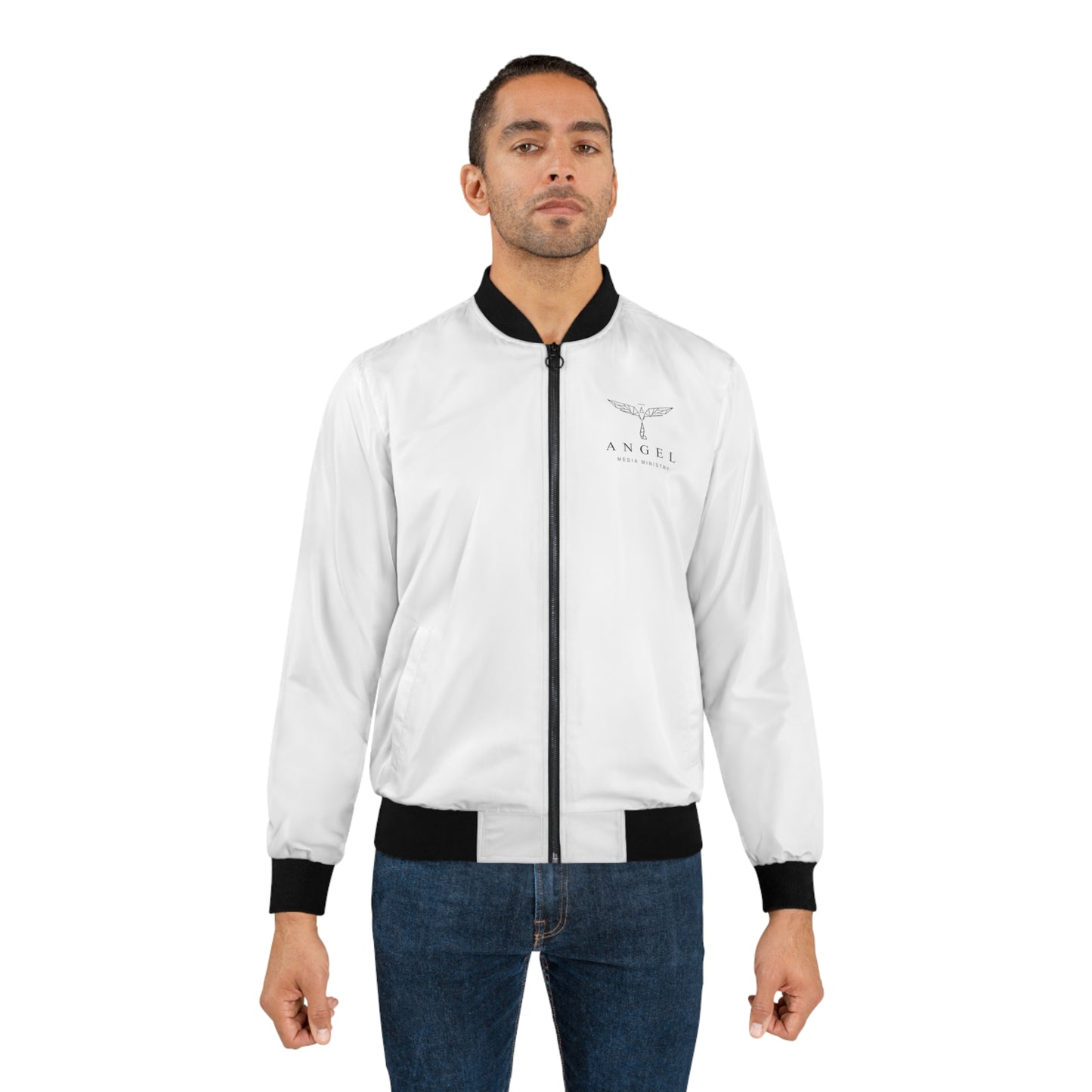 Angel Media Ministry - White Men's Bomber Jacket