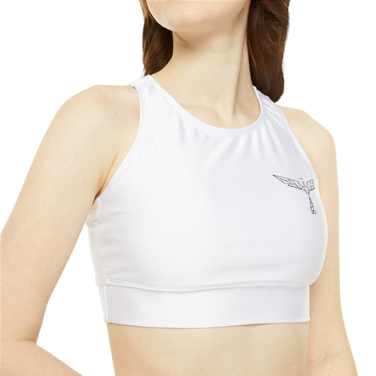 Angel Media Ministry - White High Neck Crop Sport Top