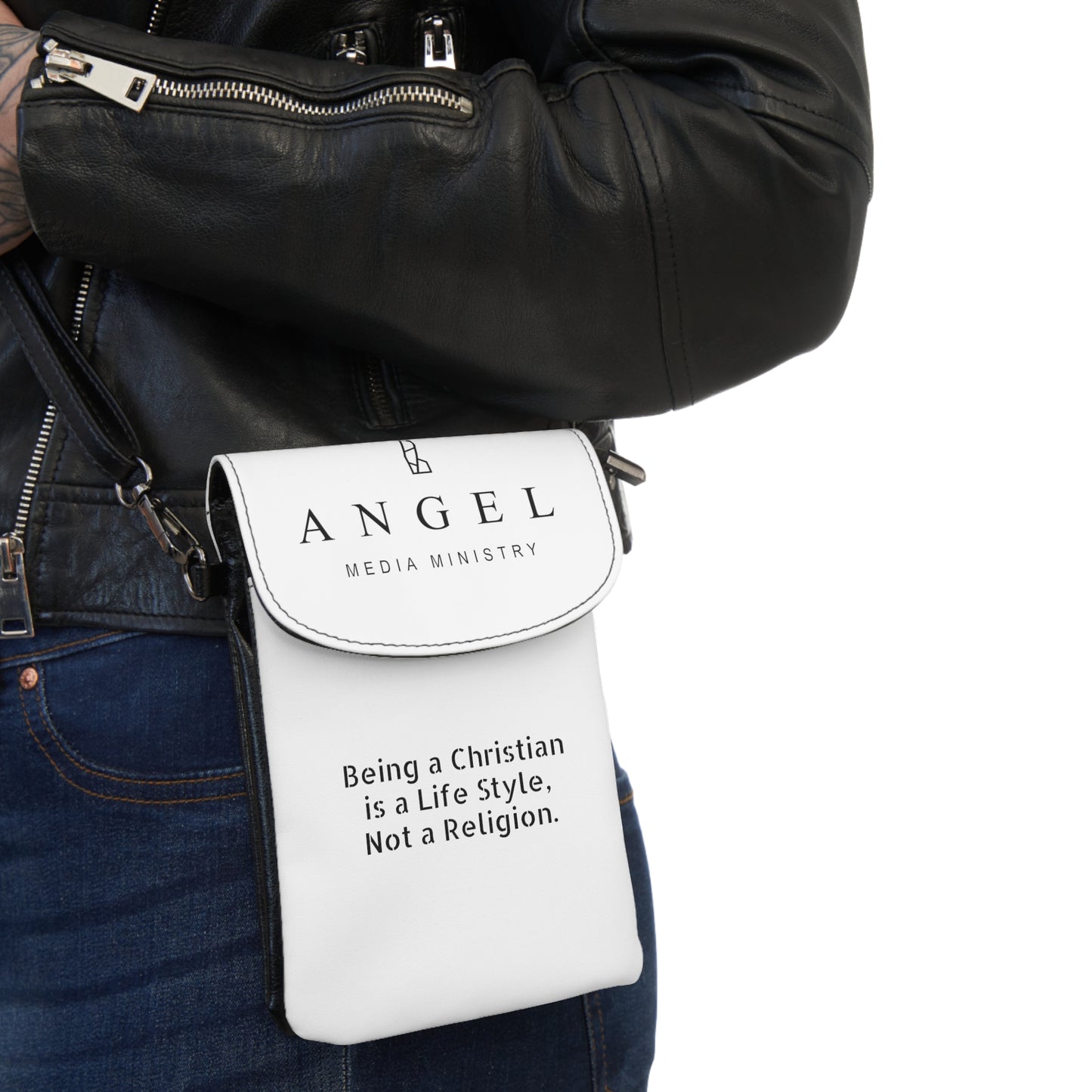 Angel Media Ministry - Small White Cell Phone Wallet