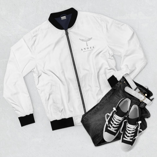 Angel Media Ministry - White Men's Bomber Jacket