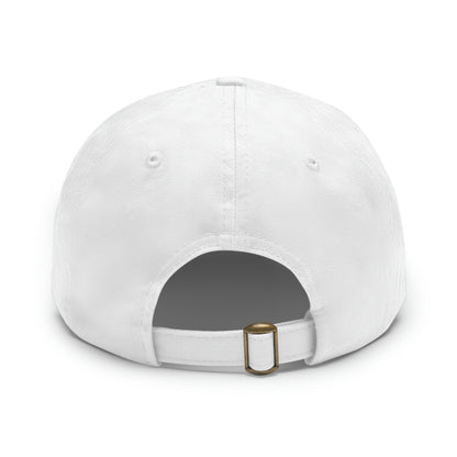 Angel Media Ministry - White Dad Hat with Black Leather Patch (Rectangle)