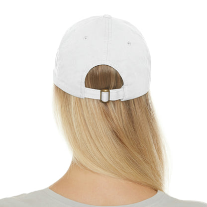 Angel Media Ministry - White Dad Hat with Black Leather Patch (Rectangle)